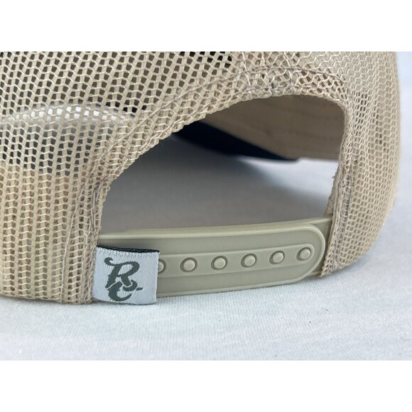 America We Grow Beer Trucker Hat Navy Beige Snapback Adjustable Mesh Back - Picture 4 of 7